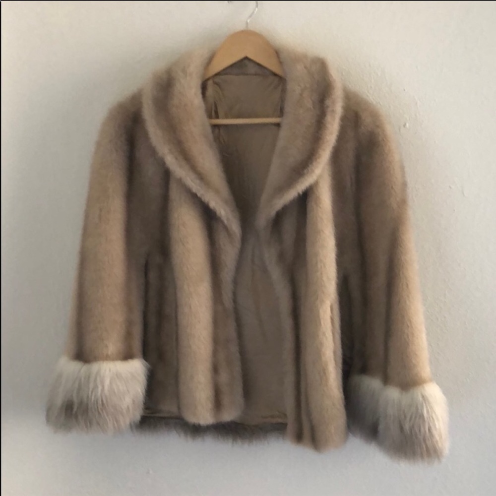 Vintage Sears Faux Fur Cape Coat with Pocket